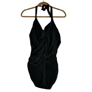 Athleta Black Wrap One Piece Swimsuit Bathing Suit Size 40D/40DD